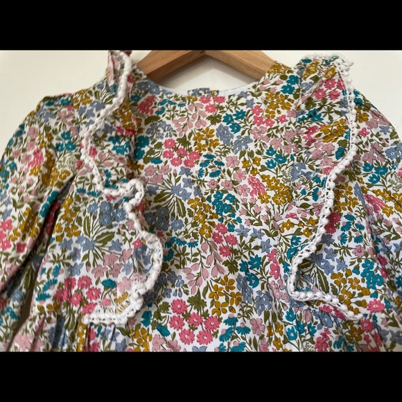 Baby girls BEBE BY MINIHAHA Liberty Mustard Floral Ruffle Dress Size 2 (18-24 M) - Picture 3 of 12